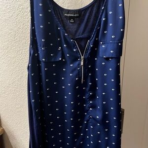 Fortune+Ivy Navy Blouse with Polka Dots